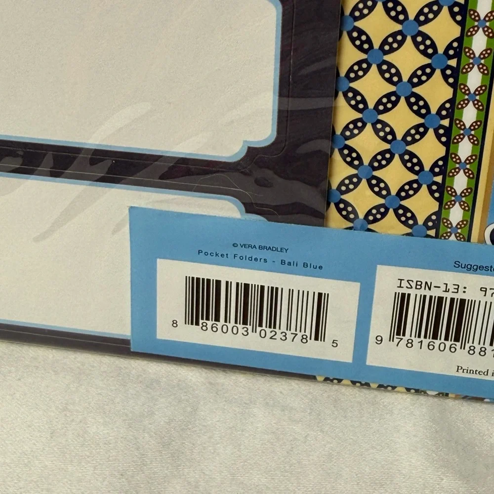 NWT Vera Bradley Bali Blue Pocket Folders Retired Rare